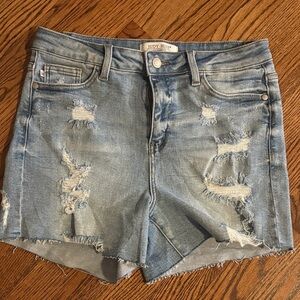 Judy Blue Women's Ripped Jean Shorts - Light Blue